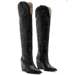 SOLD ALLSAINTS Roxanne Western Cowboy Knee-High Leather Boots size 6